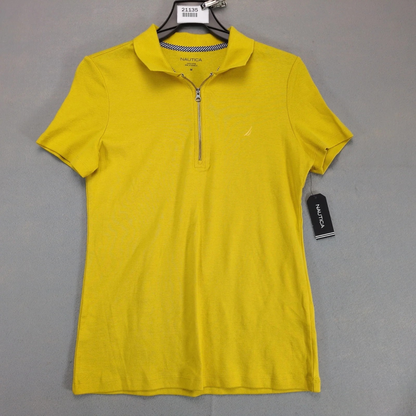 Nwt Nautica Sunshine Yellow Qtr Zip Polo Shirt Women's M Cotton Preppy Coastal